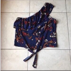 Mossimo Supply Co. Asymmetrical Blue Tie Front Blouse